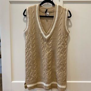 Tan & cream cable knit sweater vest